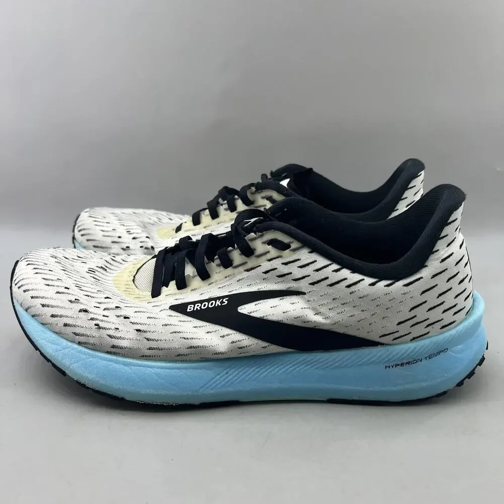 Brooks Hyperion Tempo Running Shoes Men Size 10.5 D White Blue Comfort Sneakers